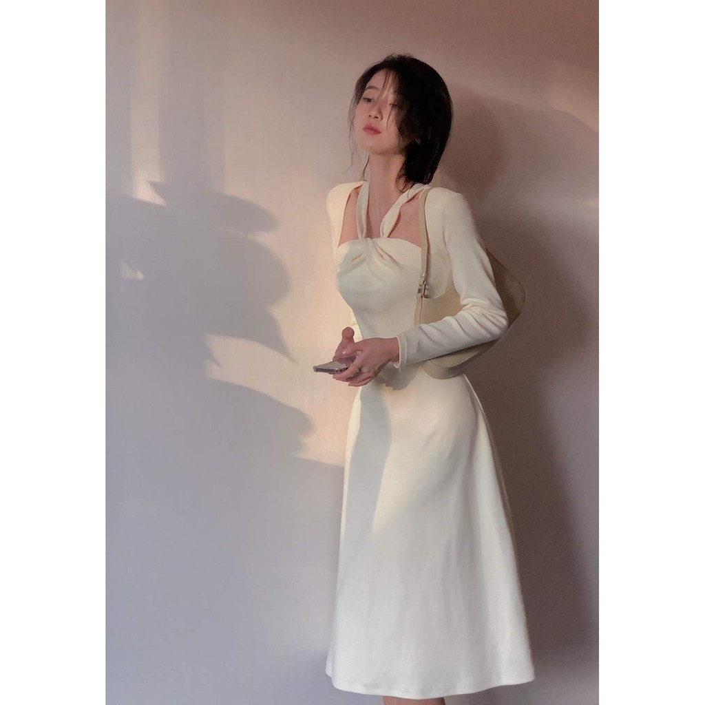 Đầm váy nữ xoắn cổ tay dài hot hit Nau Dress | BigBuy360 - bigbuy360.vn