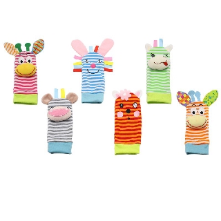 Lovely Baby Soft Plush Wrist Strap Toys Infant Cute Cartoon Bell Rattles Educational Mobiles