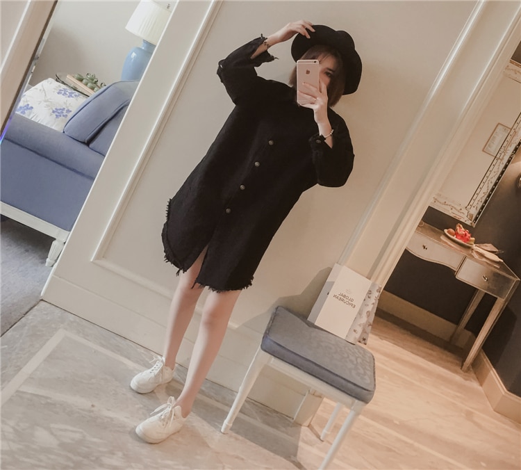 Spring and autumn Korean women's fashion casual all-match mid-length trench coat Harajuku trendy plus size denim jacket