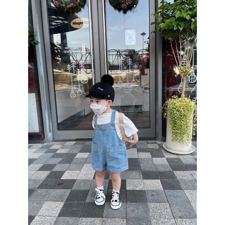 Quần Yếm Jean Hàn Quốc Dành Cho Bé Trai Bé Gái 8-25kg
