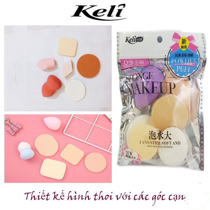 SET 6 Mút Trang Điểm KELI Bọt Biển Cao Cấp Đa Chức Năng