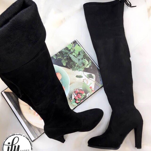 Bốt đùi cao gót, bốt đùi gót vuông 7cm