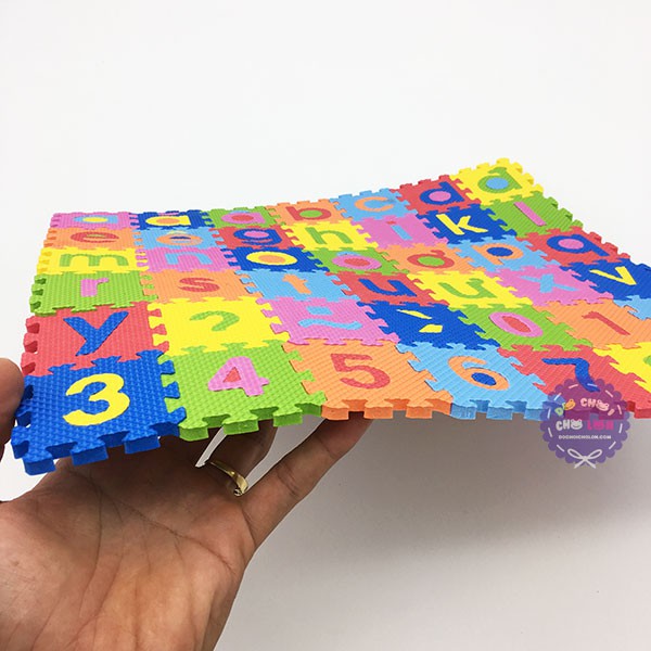 Đồ chơi bảng chữ số tập đánh vần và ráp chữ nút vuông bằng mút xốp