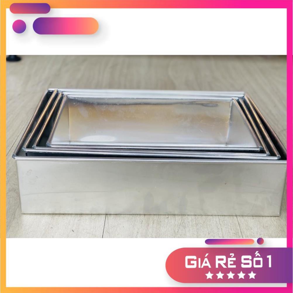 Khuôn chữ nhật nhôm kích thước 24-30cm gia công sử dụng làm bánh rau câu, bánh nướng