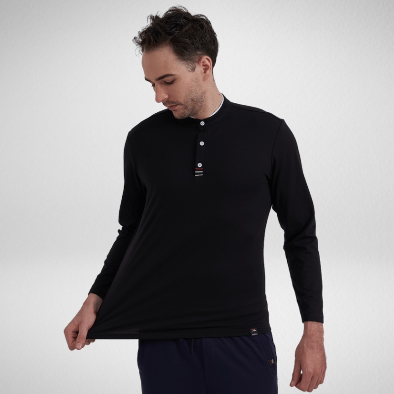 Áo thu đông nam dài tay, polo nam cổ tàu sang trọng wolmaxx chất liệu cotton mix spandex cao cấp trẻ trung năng động | BigBuy360 - bigbuy360.vn