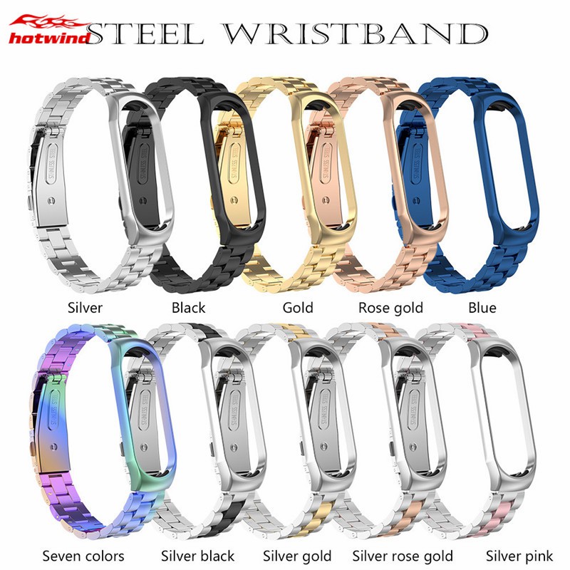 HW 10 Colors Xiaomi Mi Band 3/4 Stainless Steel Bracelet Wrist Strap Metal Mi Band 3/4 Strap