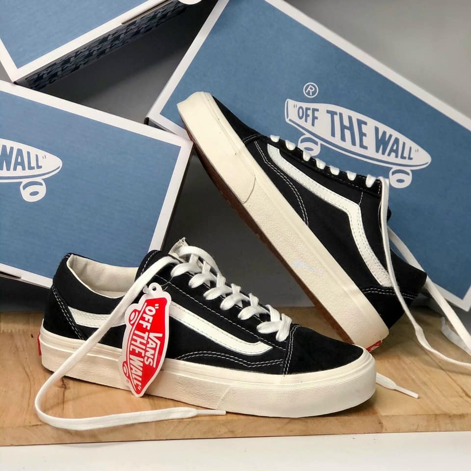 Giày van caro lười buộc dây slip on đen trắng nam nữ, giày thể thao van vault old skool classic chữ fog fear of god