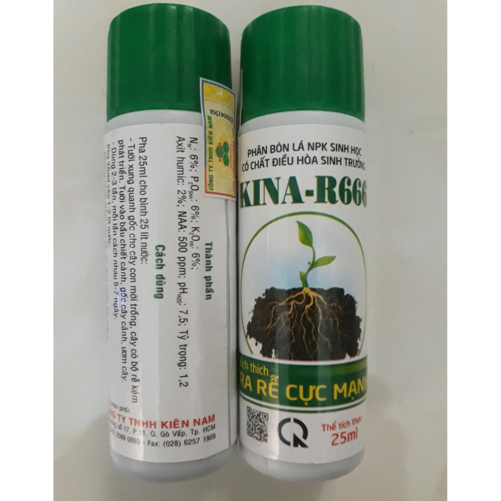 Phân bón NPK sinh học kích thích RA RỄ CỰC MẠNH Chai 20ml - KINA R666