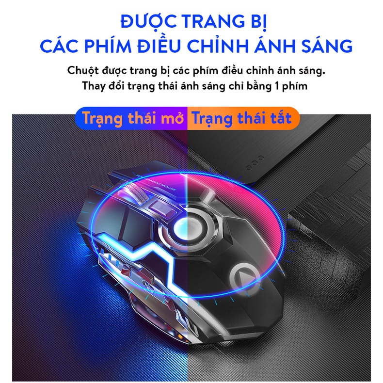 Chuột không dây Coputa chuột máy tính gaming laptop silent full LED A5