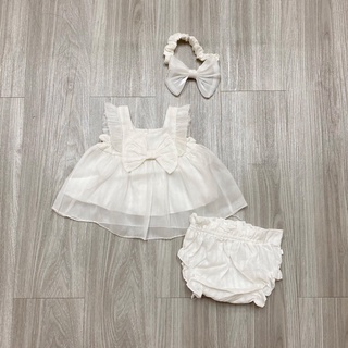 Set bộ bé gái nơ kèm chip
