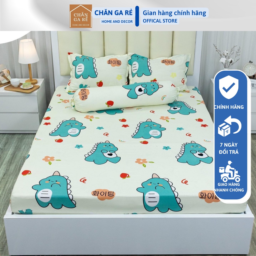 Bộ ga gối cottong poly thỏ cầu vồng mẫu mới 2021 đủ kích thước m6 m8 2m