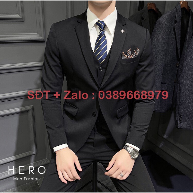 Bộ Vest Nam 2 Cúc Màu Đen, Bộ Suit Nam Hàn Quốc 2 Cúc Màu Đen