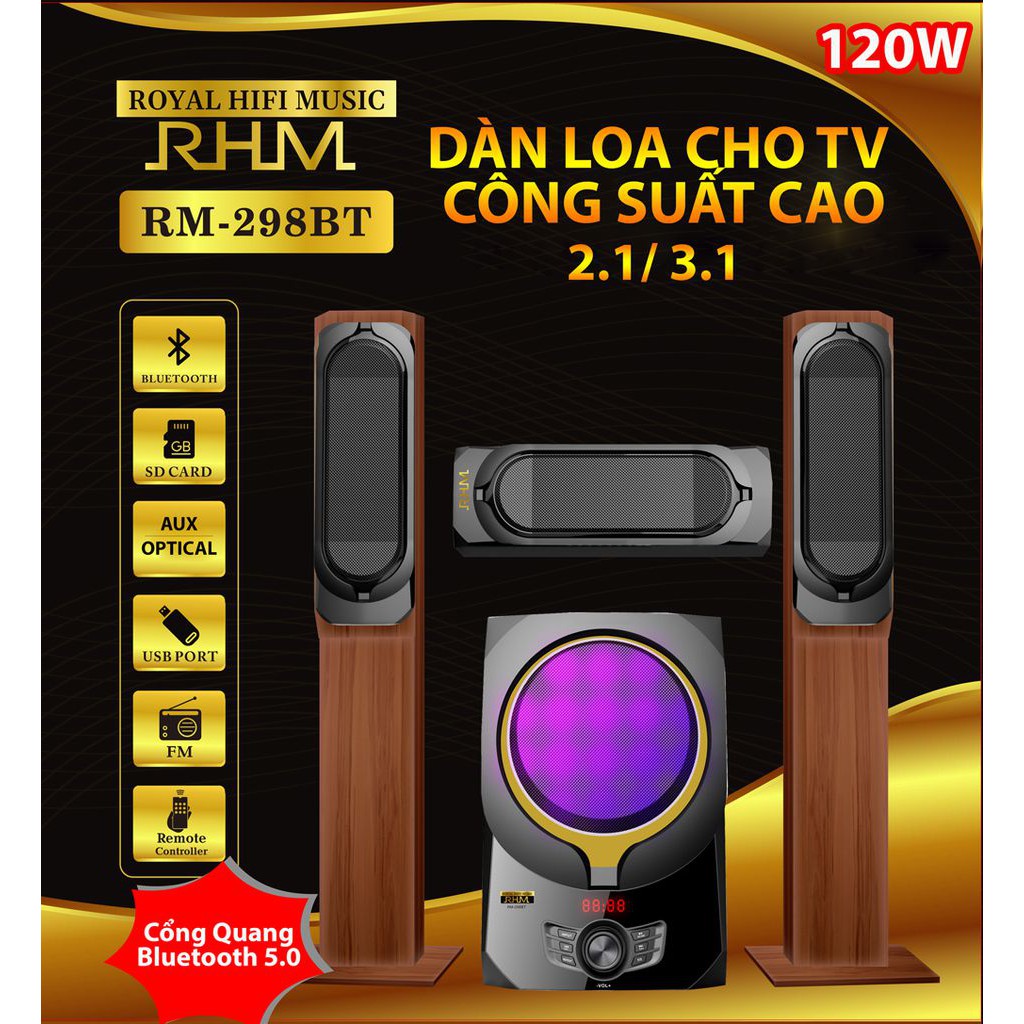 BỘ LOA RHM 298bt 3.1 RHM RM-298 BT CÔNG SUẤT 100W, KẾT NỐI CỔNG QUANG, BỘ LOA CHUYÊN DÙNG CHO SMART TV