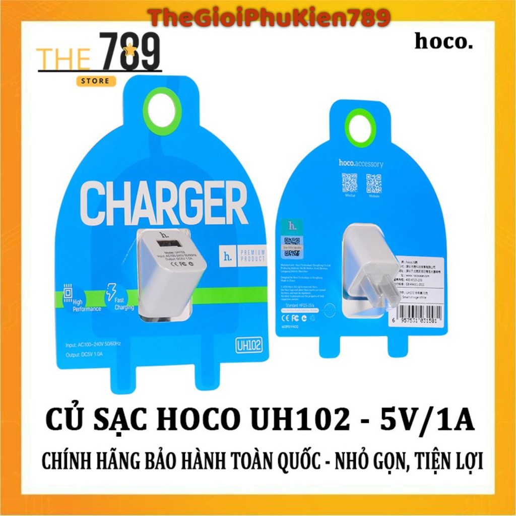 CỦ SẠC HOCO UH102 - 5V/1A - CHÍNH HÃNG BẢO HÀNH TOÀN QUỐC - NHỎ GỌN, TIỆN LỢI