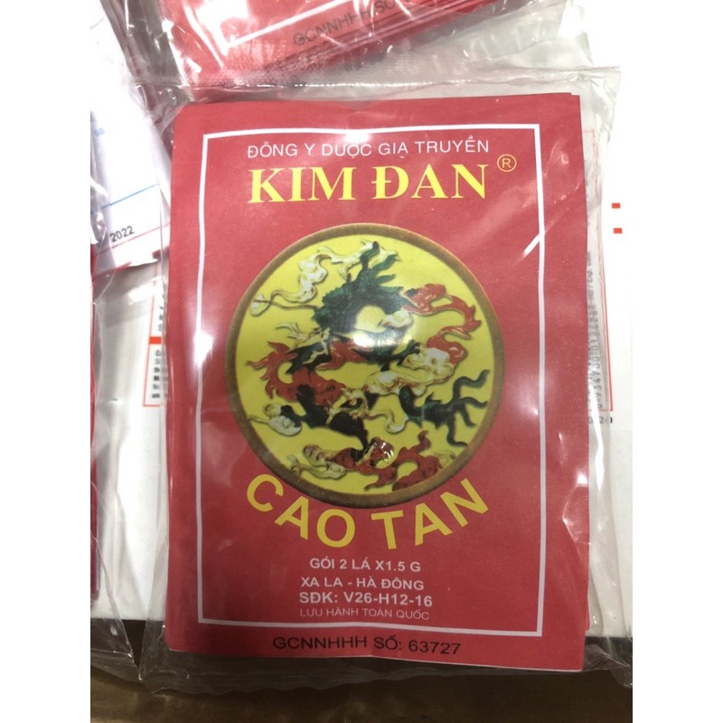 Cao tan dán ngoài da Kim Đan bịch 10 gói giấy