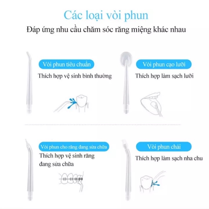 Máy Tăm Nước Oral Irigator bảo hành 12 tháng -Tặng 4 vòi phun