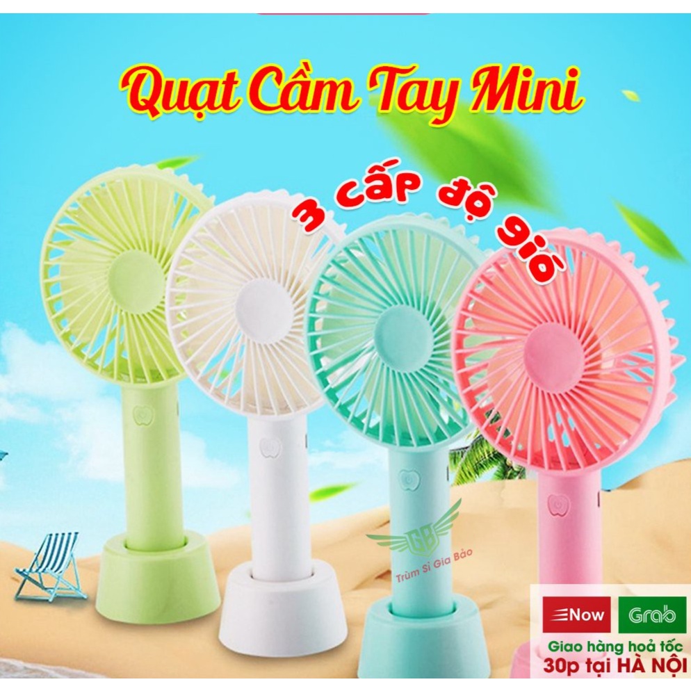 Quạt Cầm Tay Mini 3 Chế Độ gió dùng pin sạc cổng USB ,Pin 1600mAp Mạnh Mẽ bền bỉ.