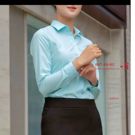 Áo sơ mi nữ Thái Hòa màu xanh ngọc mã 047