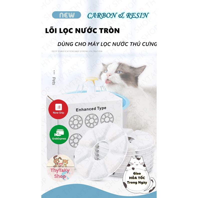 Miếng lọc nước than hoạt tính hình tròn dùng cho máy uống nước tự động đài phun nước cho mèo chó