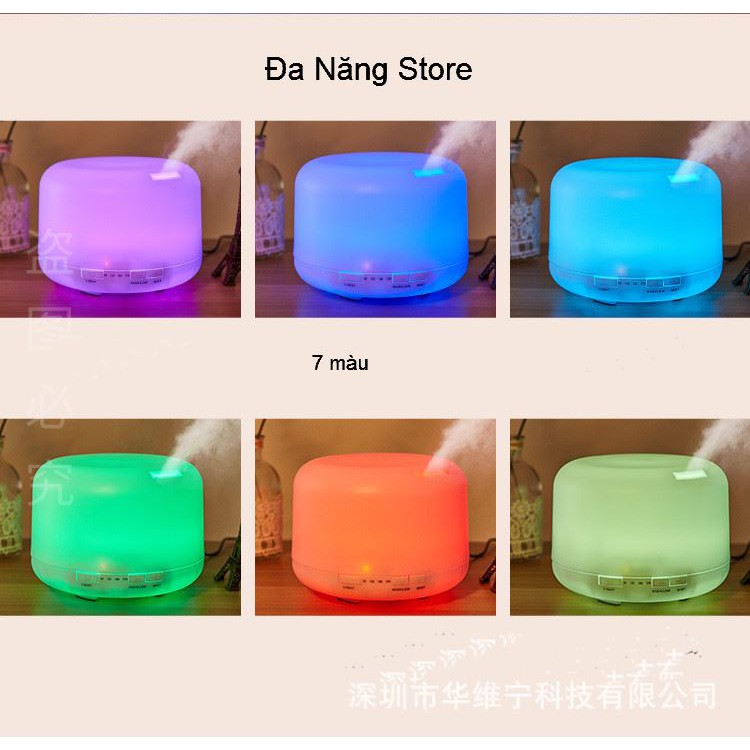 Máy phun sương tạo ẩm, khuếch tán tinh dầu A 18 Trụ Trong, dung tích 500ML, có điều khiển, đèn led 7 màu, BH 3 tháng