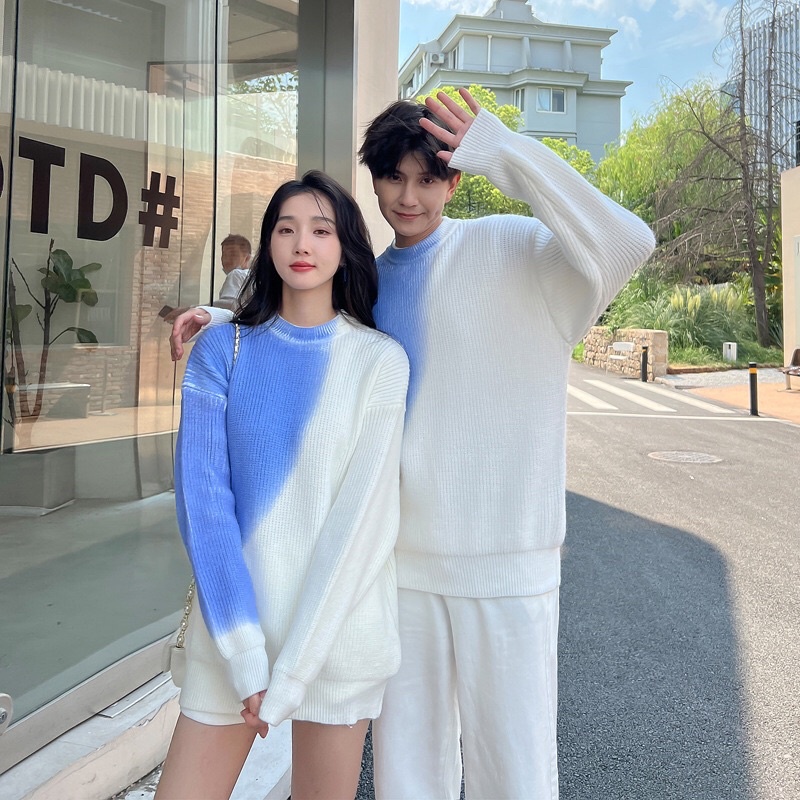 Áo nỉ sweater phối loang 2 màu cực cuốn hút, hot trend