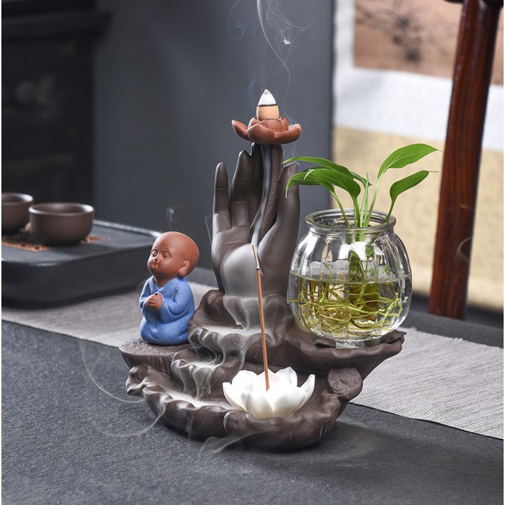 [MUA NHIỀU GIẢM GIÁ] Thác Trầm Hương Phật Thủ Chú Tiểu Xanh - Đèn LED - Ms08 | BigBuy360 - bigbuy360.vn