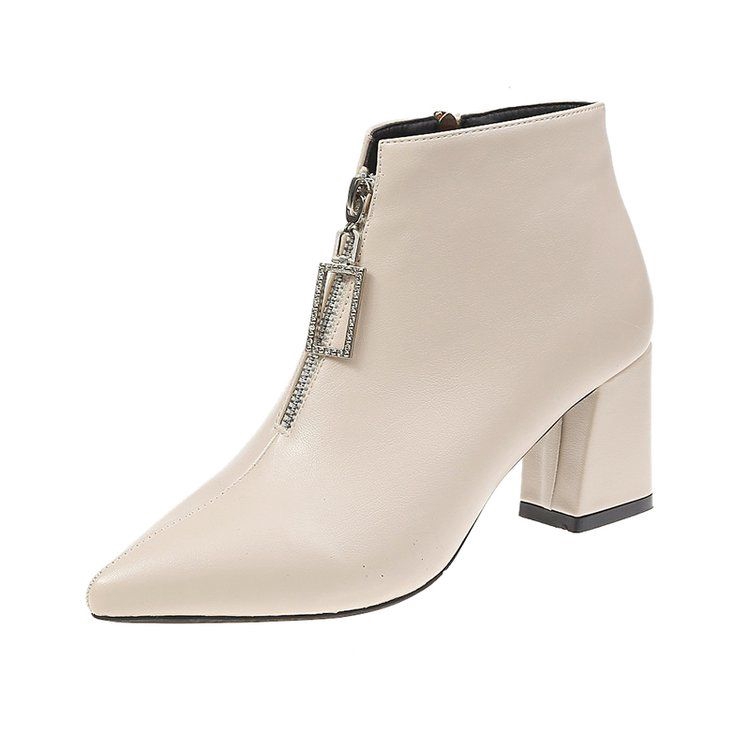 Giày boot Martin cao gót thiết kế mũi nhọn phối khóa kéo thời trang 2020 cho nữ | BigBuy360 - bigbuy360.vn