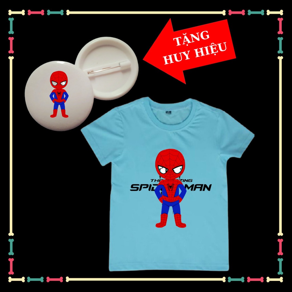 Áo thun bé trai siêu nhân nhện Spiderman siêu ngầu cho trẻ em Tặng Huy Hiệu Spiderman