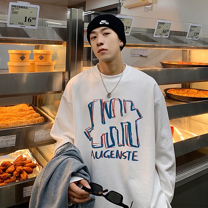 Áo thun tay dài dáng rộng in họa tiết graffiti phong cách Nhật Bản thời trang cho nam size M-5XL