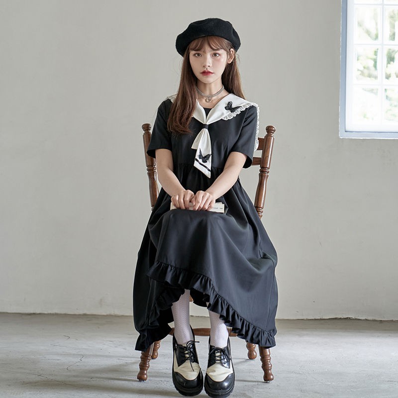 Nguyên bản phong cách nữ sinh thích hợp Nhật trang phục đồng thủy thủ JK hải quân phù với eo lỏng mùa hè đại học