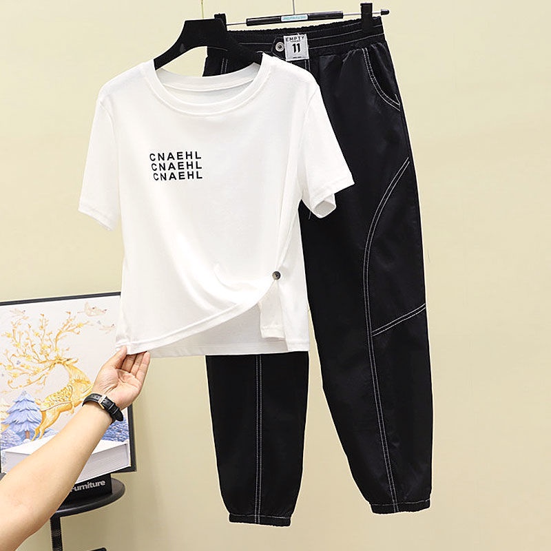 Set áo thun xẻ tà + quần harem phong cách mới 2022 cho nữ (có bán lẻ)