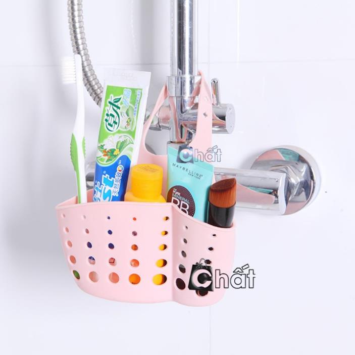 Giỏ Đựng Dụng Cụ Rửa Chén Bằng Silicon Có Móc Treo Tiện Lợi