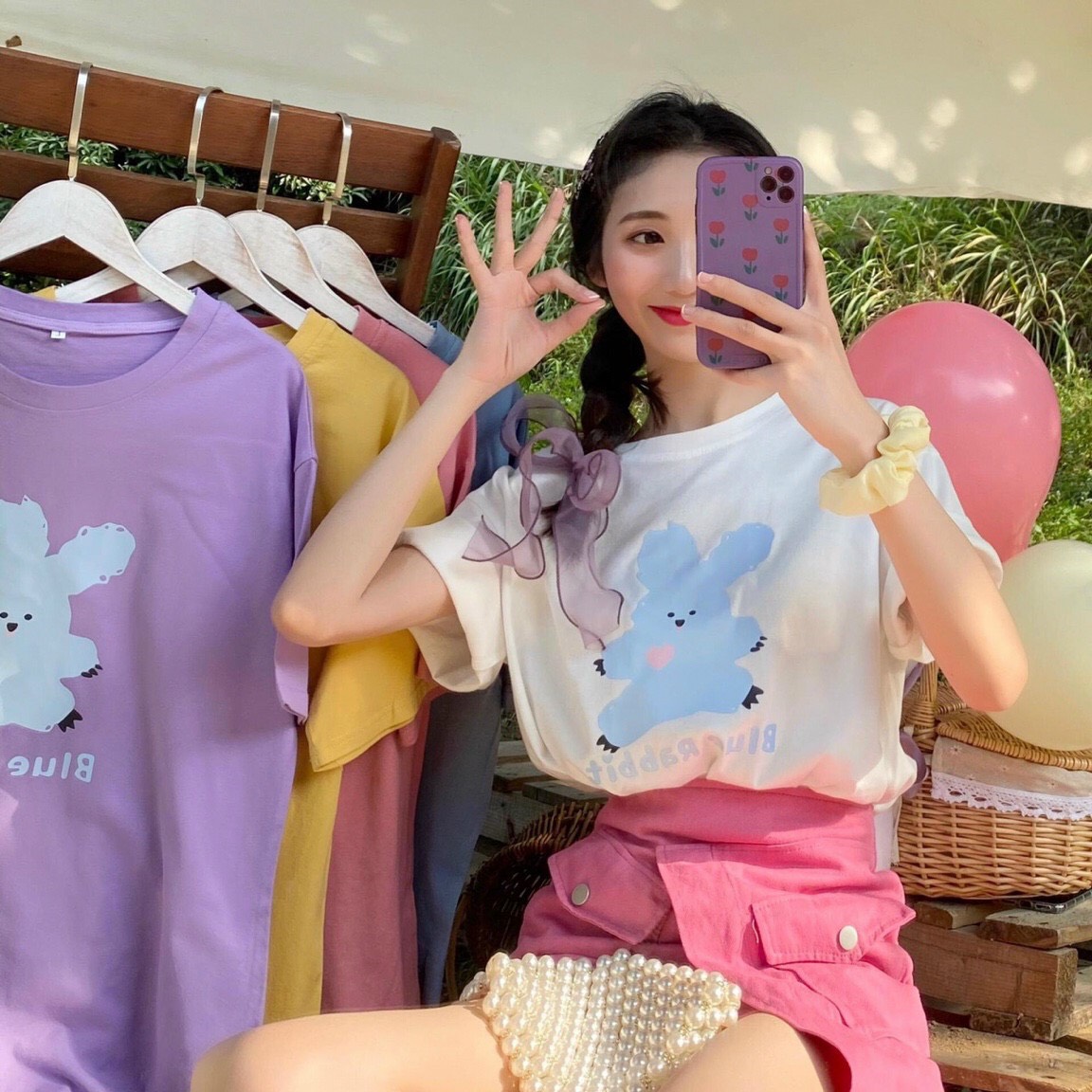 [ Mã FAGET5K giảm 5K đơn bất kỳ] Áo thun tay lỡ Unisex BLUE RABBIT form rộng Freesize dành cho nam nữ Molly Fashion