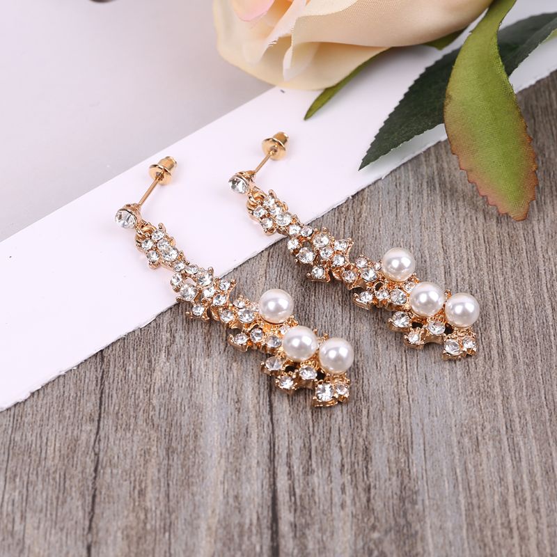 Bông Tai Đính Đá Ngọc Trai Thanh Lịch Cho Nữ