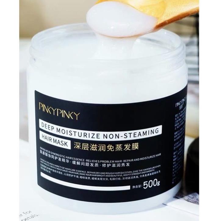 Kem ủ tóc Pinky tơ tầm phục hồi hư tổn 500g, Kem ủ dưỡng tóc PinkyPinky nôi dưỡng từ sâu bên trong giúp tóc bóng mượt