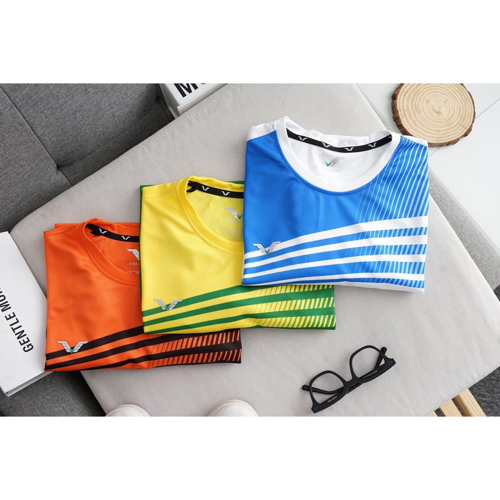 Áo Cầu Lông Nam Cổ Tròn AVT07 Vina Sport, Áo Tập Gym Tennis , Chất Thun Thấm Hút Mồ Hôi, Thoáng Mát, Full Size- Lapi VN
