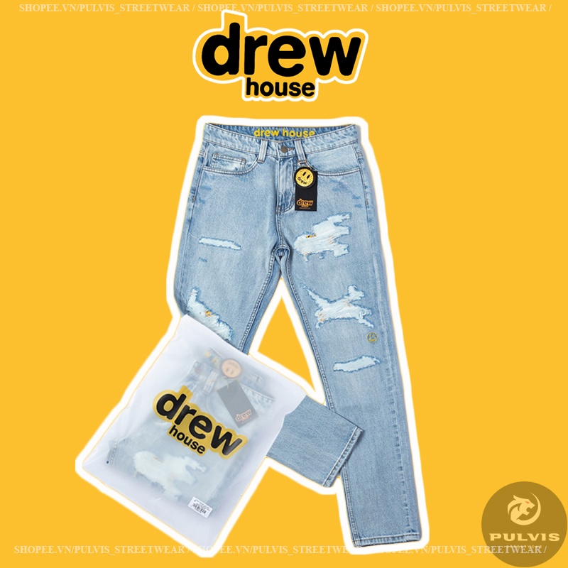 ⚡️[Hight Quality] - Quần Denim Jeans DREW House Tapered Leg Vintage Bleach Wash, Quần jeans Drew House Justin Bieber