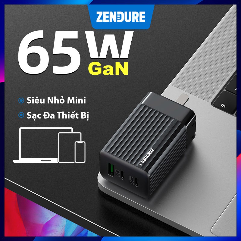 ⚡⚡Sạc Nhanh Mini 65W GaN Zendure SuperPort S3, Sạc Nhanh Đa Năng Type-C Mọi Thiết Bị 3 Cổng, PD 3.0, QC 3.0, PPS, SCP