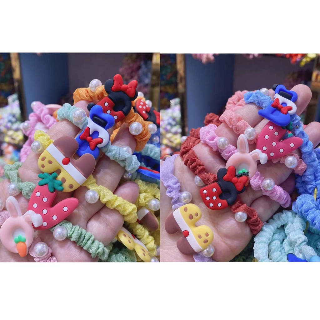 Dây cột tóc hạt châu đính icon Hàn Quốc - K524