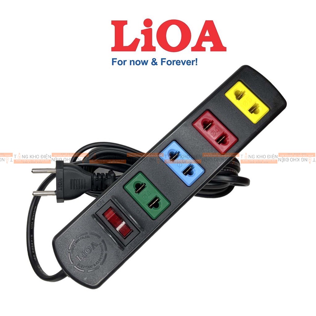 Ổ cắm điện LIOA, 4 lỗ, có công tắc, ~1000W, dây dài 3m/5m, mã: 4TS