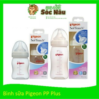 Bình sữa pigeon nhựa pp plus cổ rộng 160ml, 240ml
