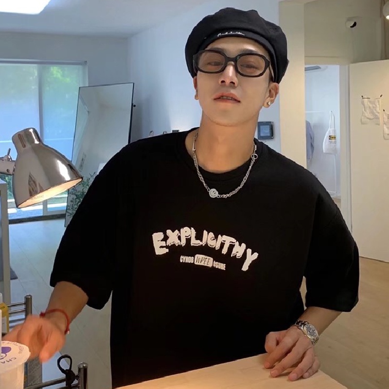 Áo Thun Tay Ngắn Cổ Tròn Thời Trang Hàn Quốc Cho Nam Size M-5XL