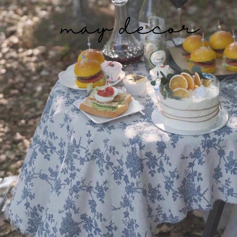 Thảm picnic, khăn trải bàn hoa văn vintage -may.decor-