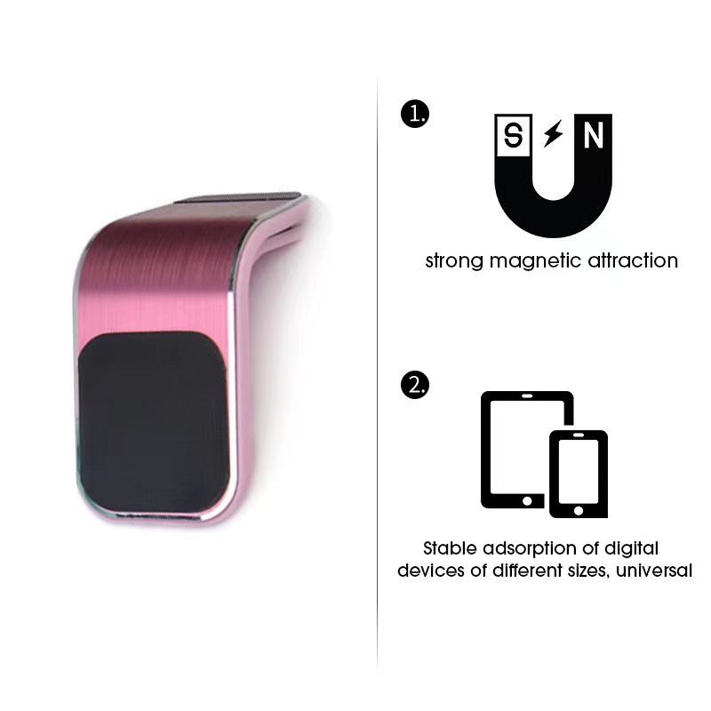 Giá Đỡ Điện Thoại Hình Chữ L Có Giác Hút Nam Châm Xoay 360 Độ Gắn Lỗ Thông Gió Xe Hơi