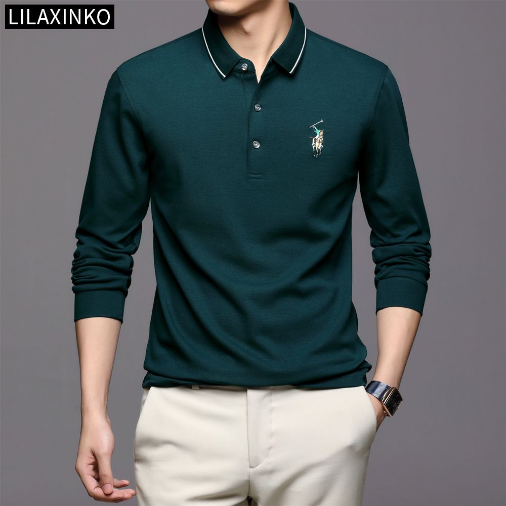 Áo Thun Polo Tay Dài Bằng Cotton 4 Màu Thời Trang Thu Đông Cho Nam