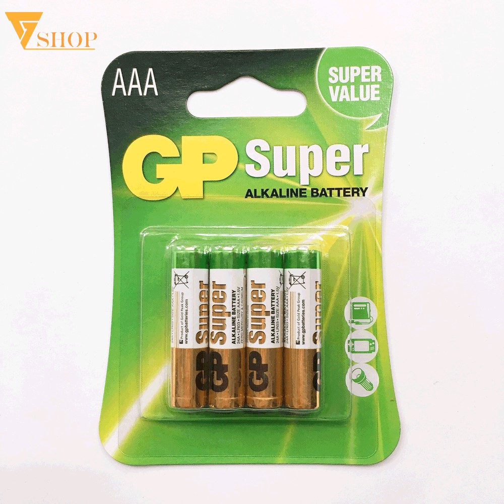 Pin GP Alkaline Super AAA vỉ 2 viên, 4 viên, 6 viên, 8 viên hàng chính hãng