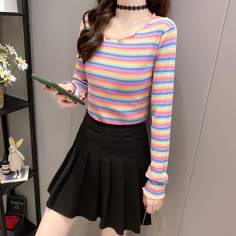 NRVP Áo Thun Nữ Tay Dài 100% Cotton Thời Trang Hàn Quốc