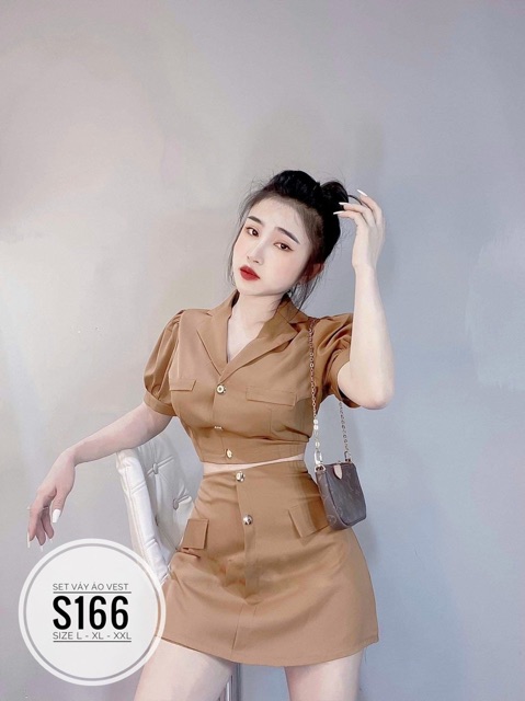 Sét áo kiểu vest + chan váy A bigsize 55kg-95kg