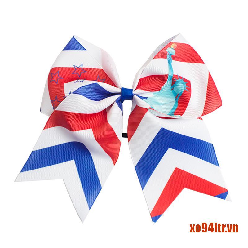 XOITR  American Flag Baby Hair Ribbon Bow Hair Clip Independence Day Bow Headband