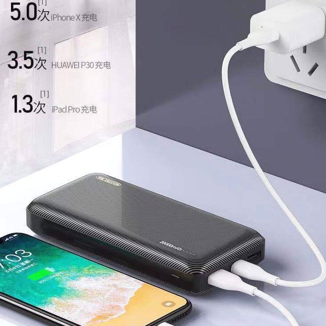 Sạc dự phòng ⚡CHÍNH HÃNG⚡ pin sạc dự phòng WK - Mã WP-117 20000mah 2 cổng 2.1A, vân nhám đẳng cấp doanh nhân